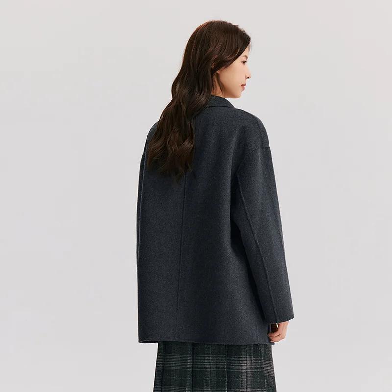 Semir-Veste double face contenant de la laine pour femme, manteau mi-long, col imbibé, polyvalent, c