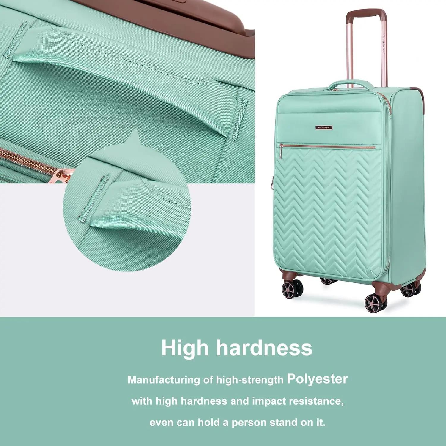 Travelhouse-Ensemble de bagages Softside, valise légère extensible, roues à double rotation, 4 pièce