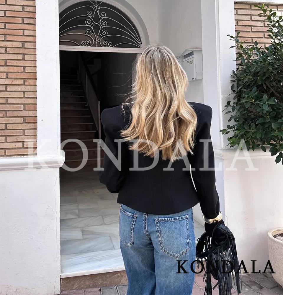 KONDALA Veste Slim Vintage Femme 2026 Nouvelles Tendances Printemps Vestes Napoléon Élégantes pour D