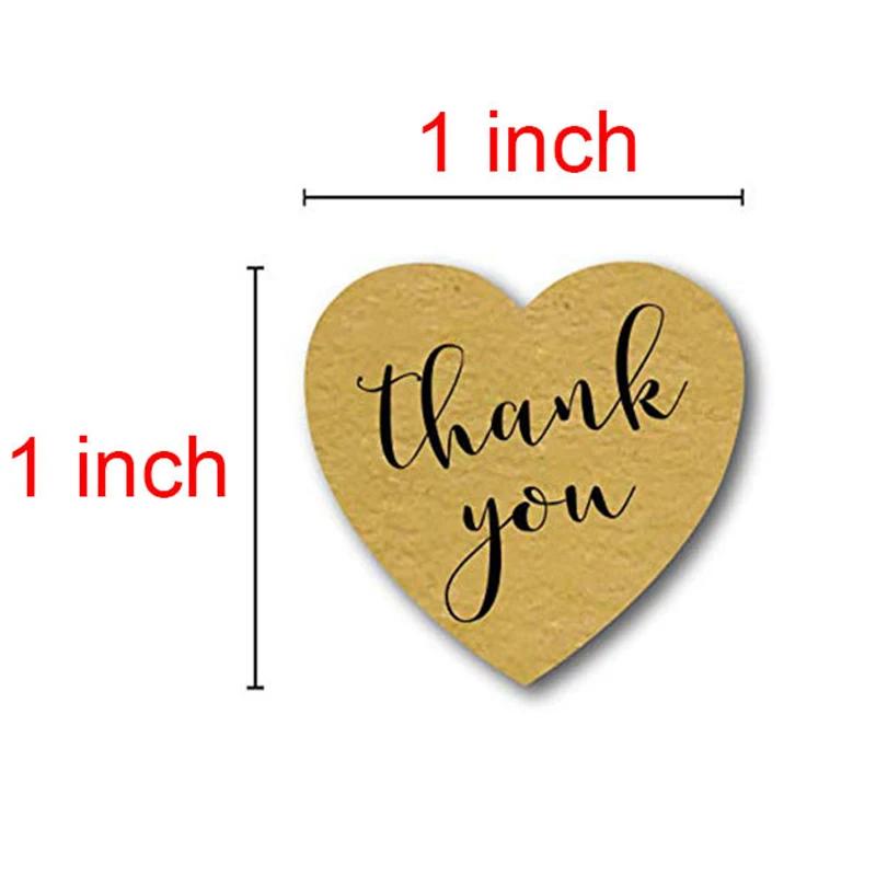 Autocollants de Remerciement en Kraft Naturel, Sceau en Forme de Cœur, pour Scrapbooking, GT, 1 Pouc