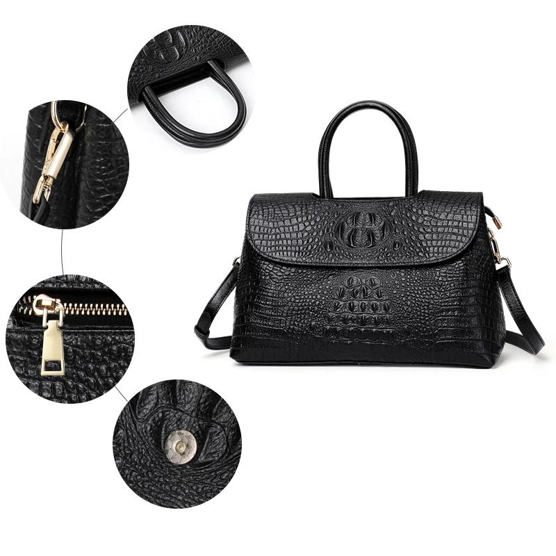 Nouveau sac à main haut de gamme pour femmes avec motif crocodile en peau de vache porte-documents d