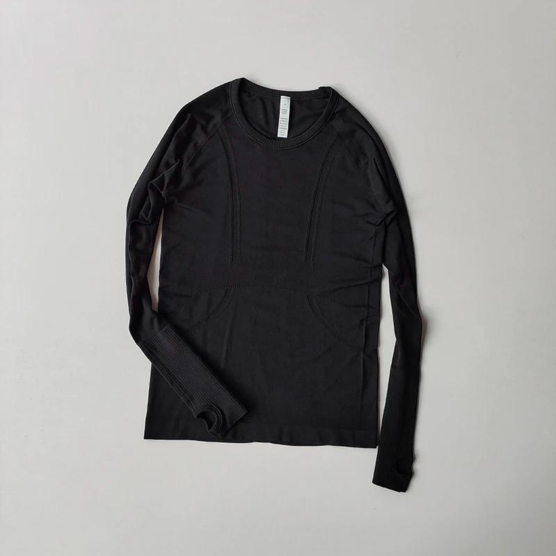 Vêtements de yoga pour femmes, hauts de sport, col rond, sans couture, slim, t-shirt de course, fitn