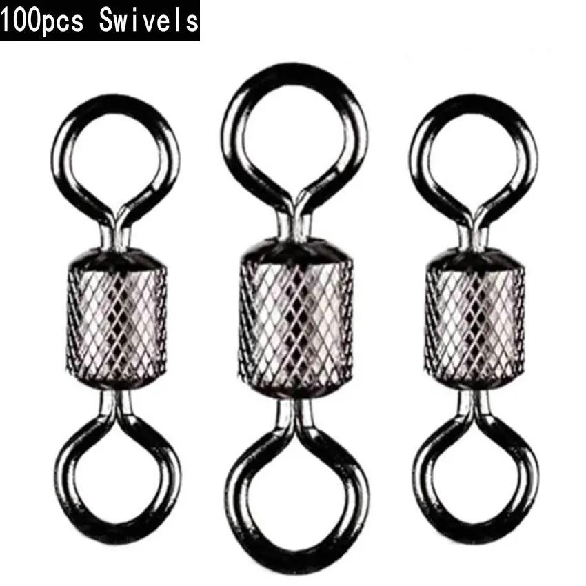 100 pièces de pêche pivotantes 1 # -14 #   Taille connecteur solide roulement à billes Snap pêche ém