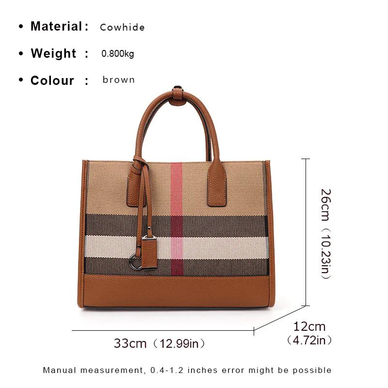 Aidrani mode Plaid toile femmes sac à main classique polyvalent grande capacité peau de vache unique