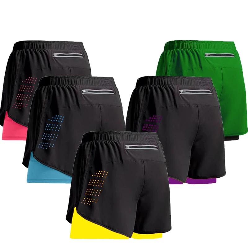 Nouveaux hommes Shorts de course Shorts de sport 2 en 1 séchage rapide entraînement gymnase Fitness 