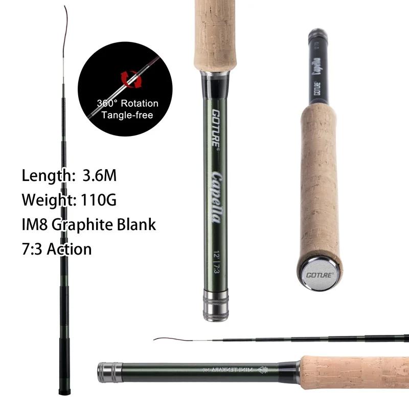 Goture Portable 12FT 3.6M Kit de canne à pêche à la mouche télescopique avec sac de Tube de transpor