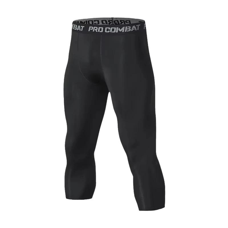 Pantalons de Compression pour hommes, collants de course, Leggings de basket-ball secs et frais, col