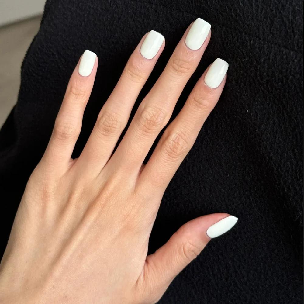 100 pièces lait blanc/rose carré court rond faux ongles couverture complète acrylique faux ongles li