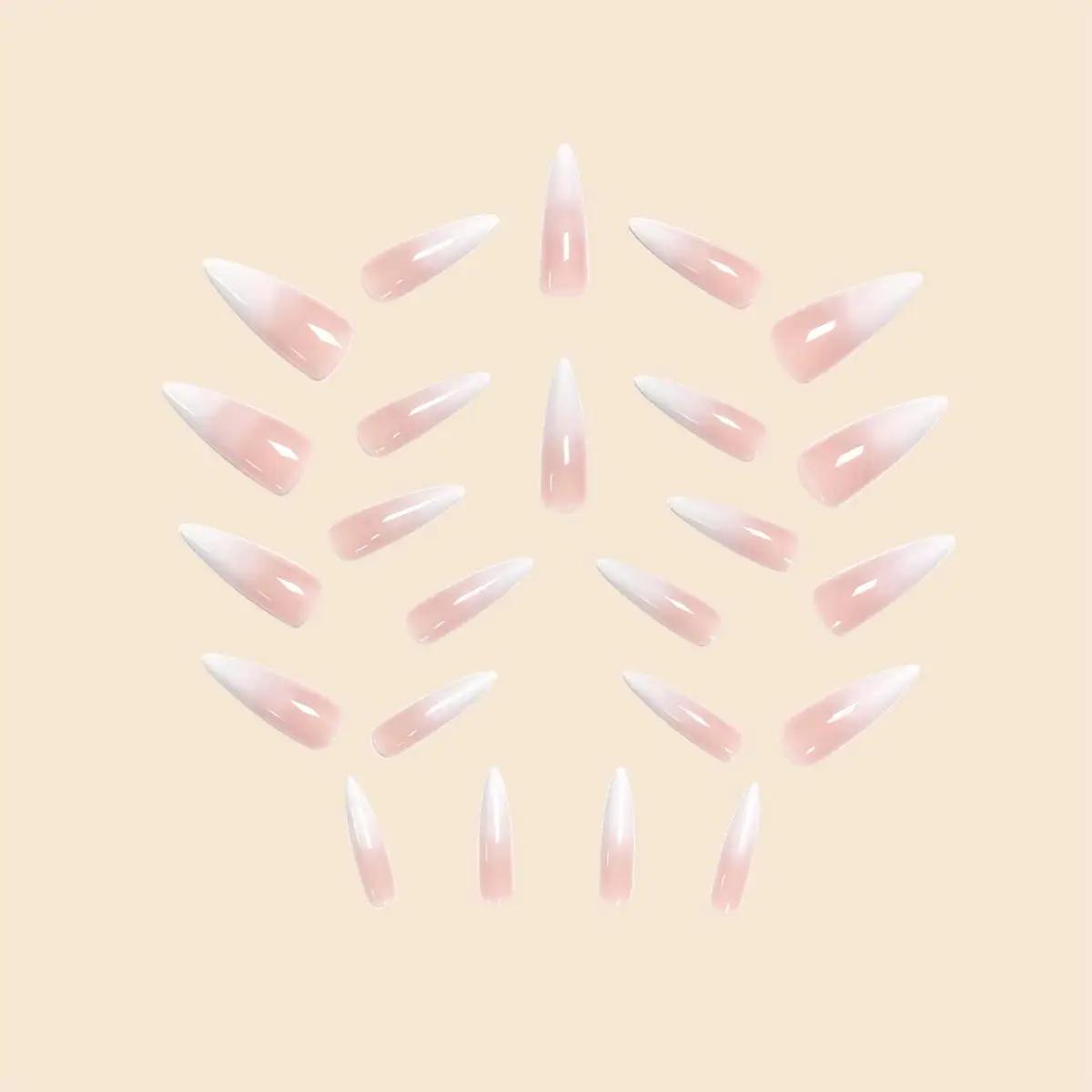 Tendances de la mode 24 pièces/ensemble femmes filles Long Stiletto français blanc dégradé couvertur