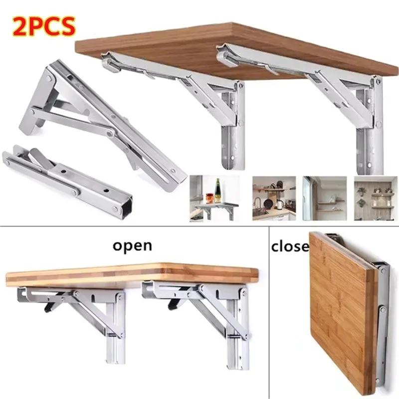 Support d'étagère d'angle pliant triangulaire, 2 pièces, support d'étagère pliable robuste en acier 