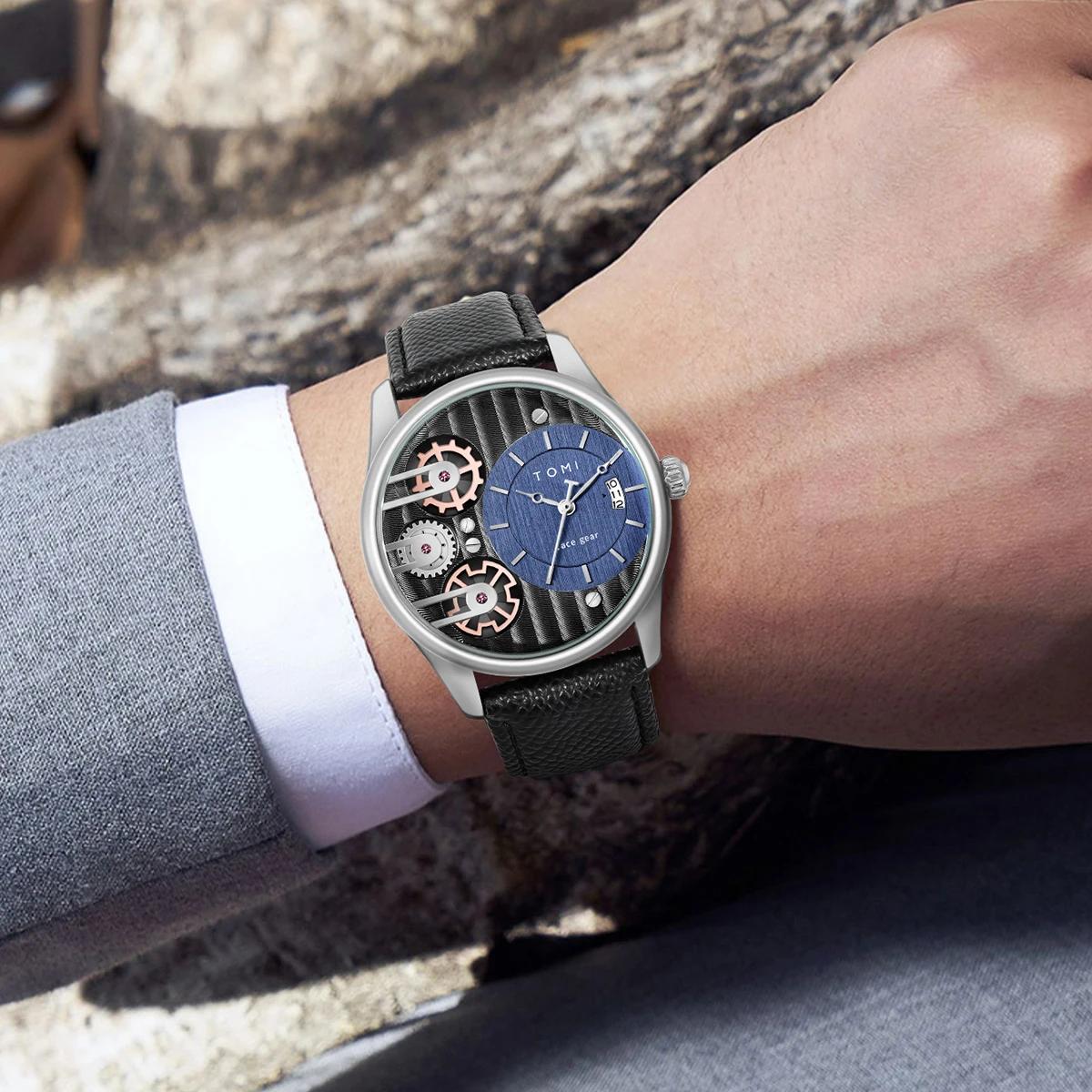 TOMI-Montre à quartz avec poignées amovibles pour homme, luxe, simple, affaires, bracelet, festival,