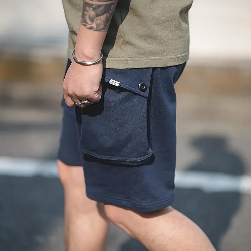 Maden bleu marine P44 Cargo Joggers Shorts hommes ample coton grande poche travail tactique pantalon