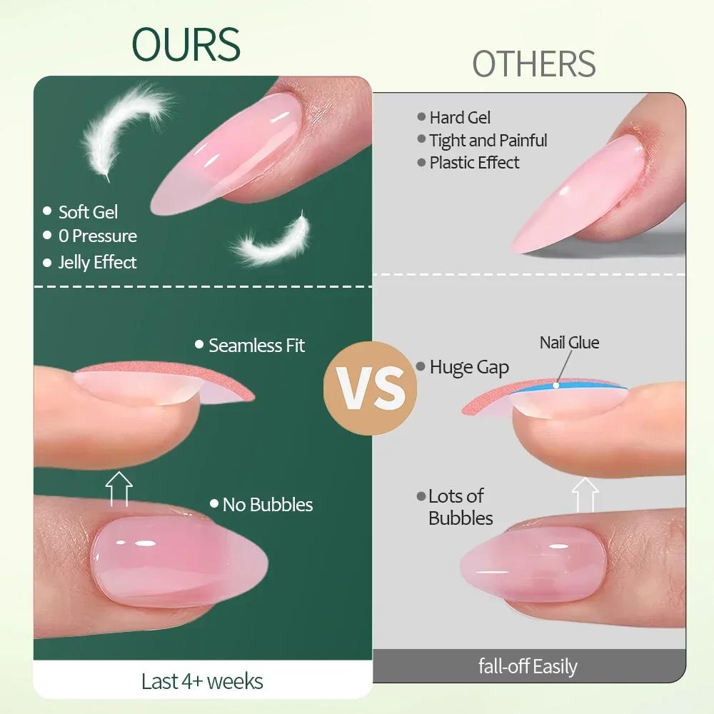 Nailpop 3-en-1 nu naturel doux ongles conseils ensemble 140 pièces tons de peau presse sur les ongle