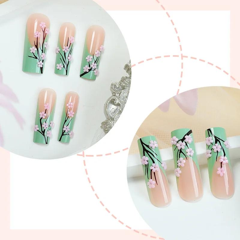 Fausses Fleurs de Ballerine Longue, 24 Pièces, Décor Vert Français, Couverture Complète, Fausse Épic