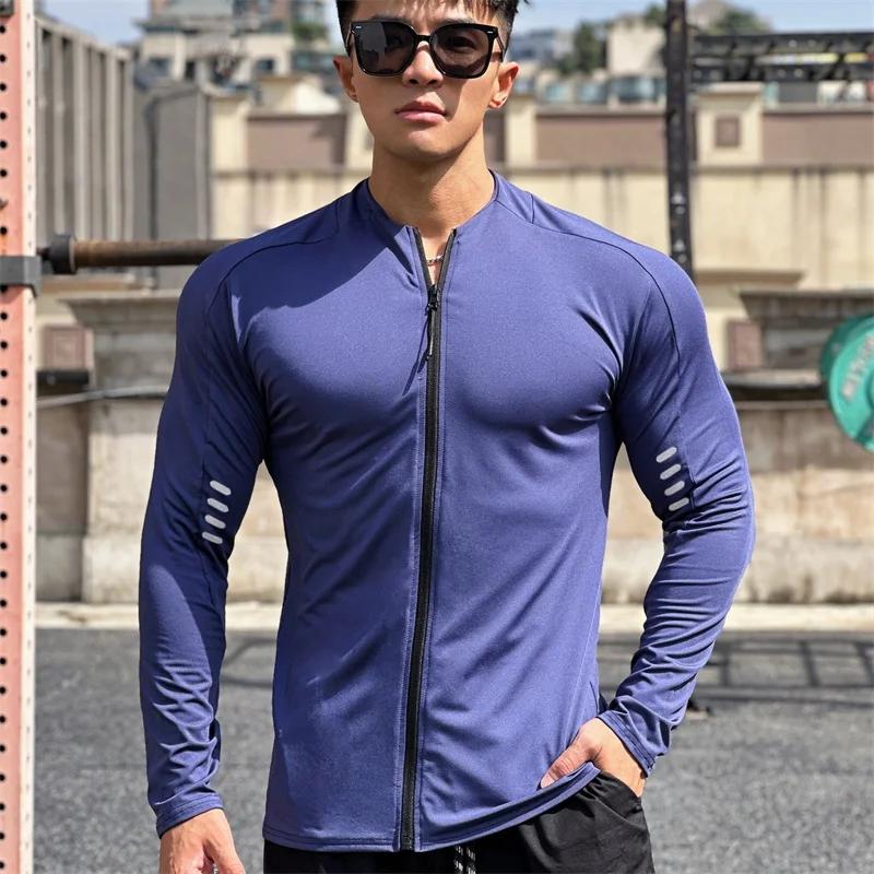 Veste fitness manches longues homme - Sweat-shirt entraînement gym cardigan zip jogging printemps automne