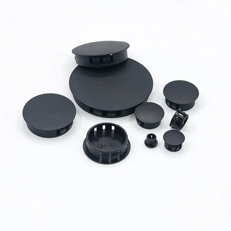 Bouchons Ronds Noirs en Plastique à Encliqueter, Couvercles pour Trous de Meubles et de Bureau, 5/5/