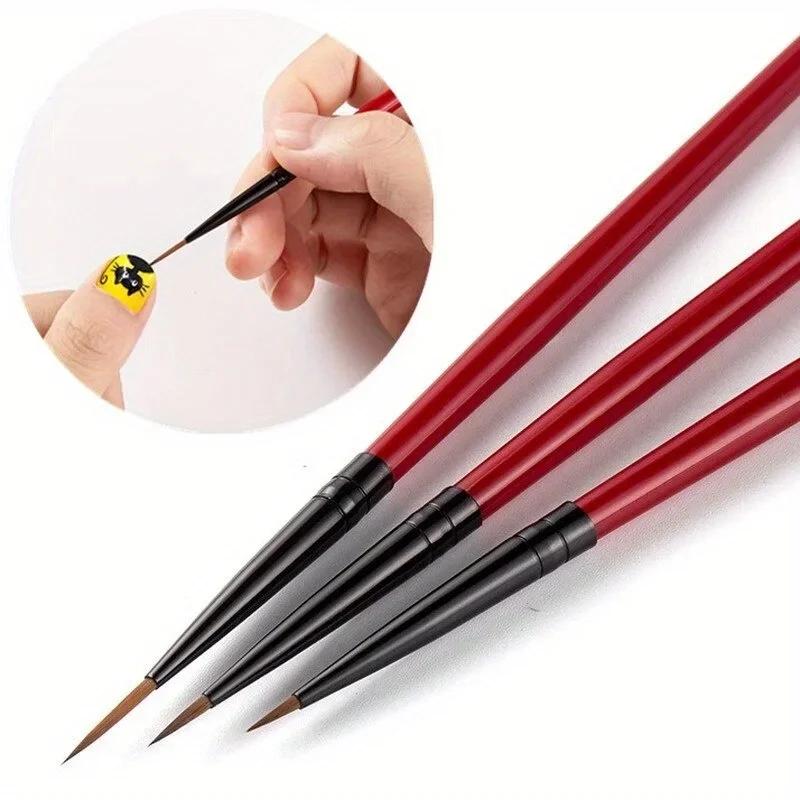 Pinceau de peinture pour Nail Art, 3 pièces/ensemble, stylo à dessin de ligne à fines rayures, point