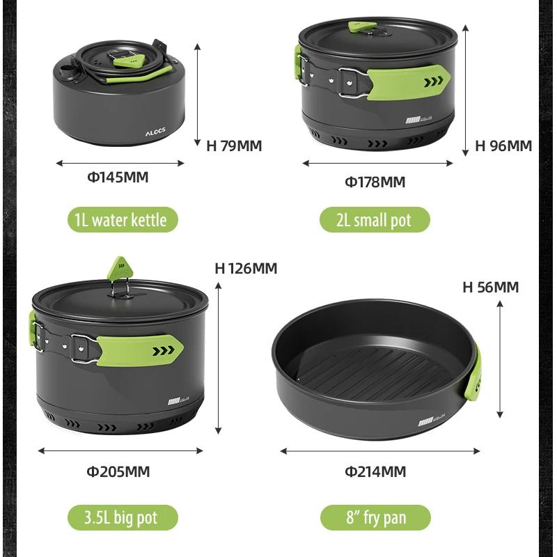 Alocs CW-C65 Camping Batterie de Cuisine Casseroles Rurry saupoudrer Bouilloire à Eau Ensemble Compa