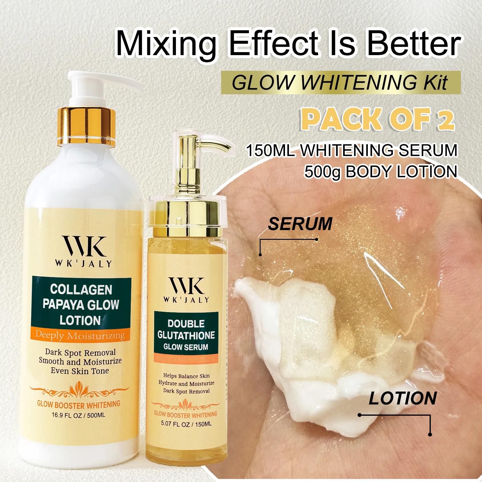 Kit de soin éclaircissant pour la peau WK JALY, avec lotion hydratante, sérum éclaircissant, formule