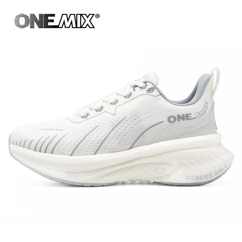 ONEMIX blanc chaussures de course sur route pour hommes coussin d'air chaussures de Sport en plein A