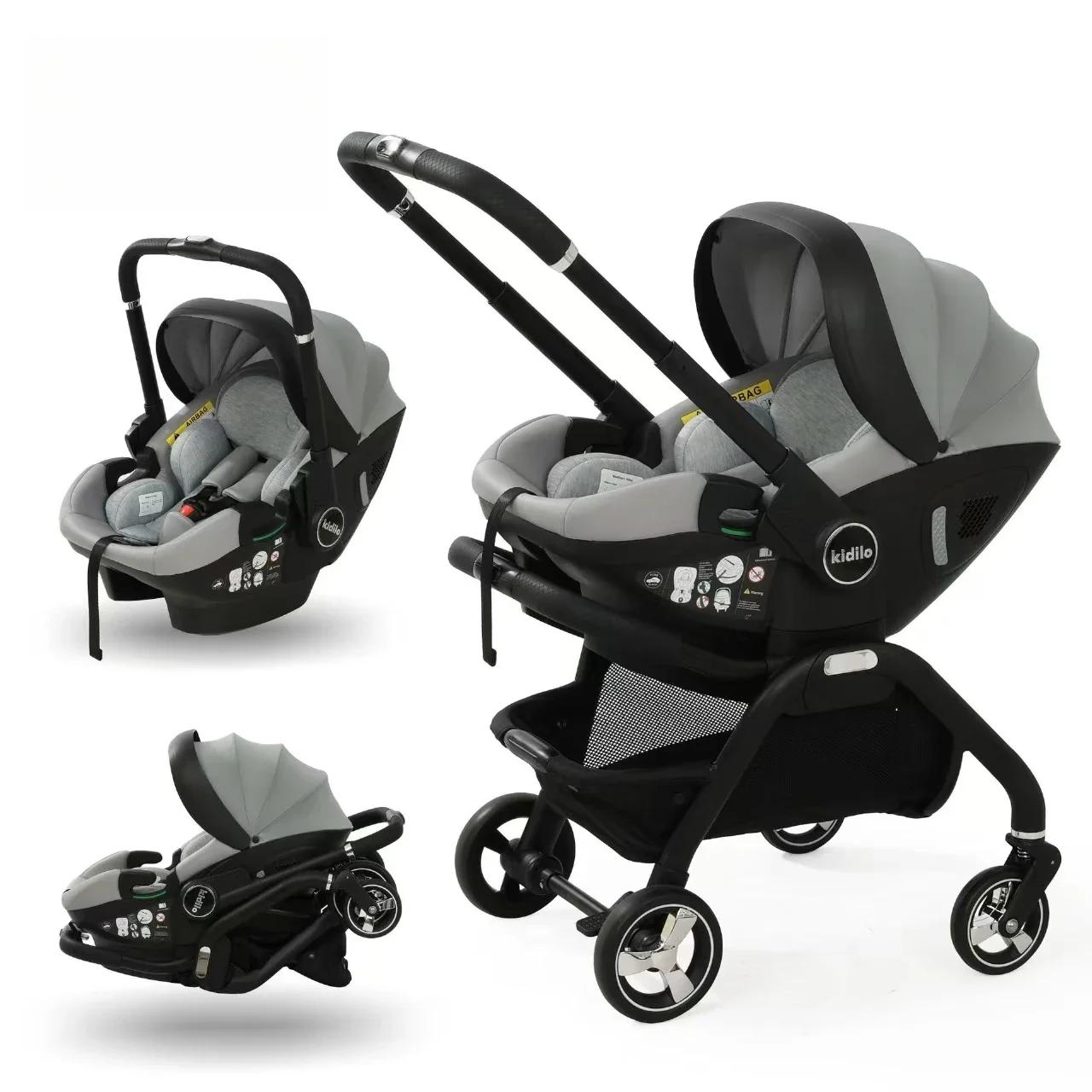 Kidilo-Poussette Portable 3 en 1 pour Bébé, mir de Couchage pour Nouveau-Né, Siège de Voiture Multif