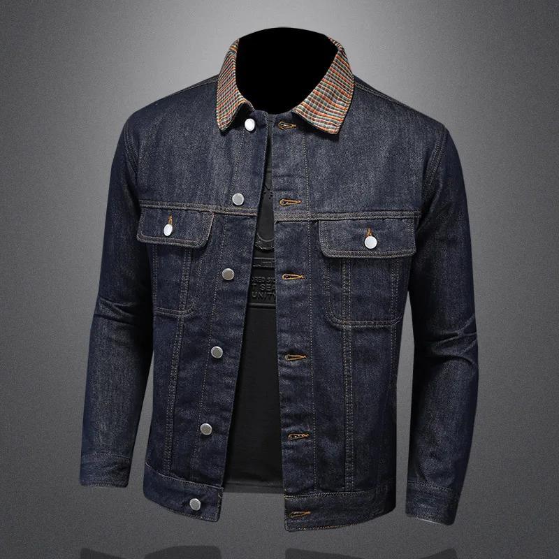 Manteau en Denim Délavé Classique pour Homme, Veste à Col Patchwork, Nouvelle Mode, Tendance, Techwe