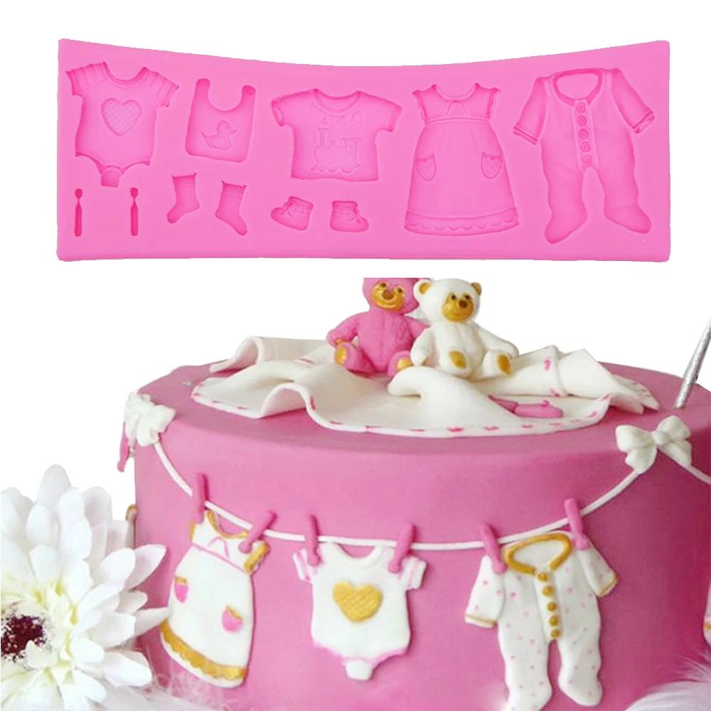 Pop 3D bébé vêtements douche bricolage Silicone moule Fondant cuisine gâteau décoration moule pour c