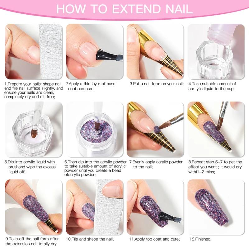 Ensemble de système d'ongles en poudre acrylique, rose nu, ensemble de liquide monomère pour Extensi