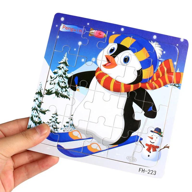 20 pièces Puzzle en bois animaux de bande dessinée voiture lettre numéro modèle Puzzles jeu enfants 