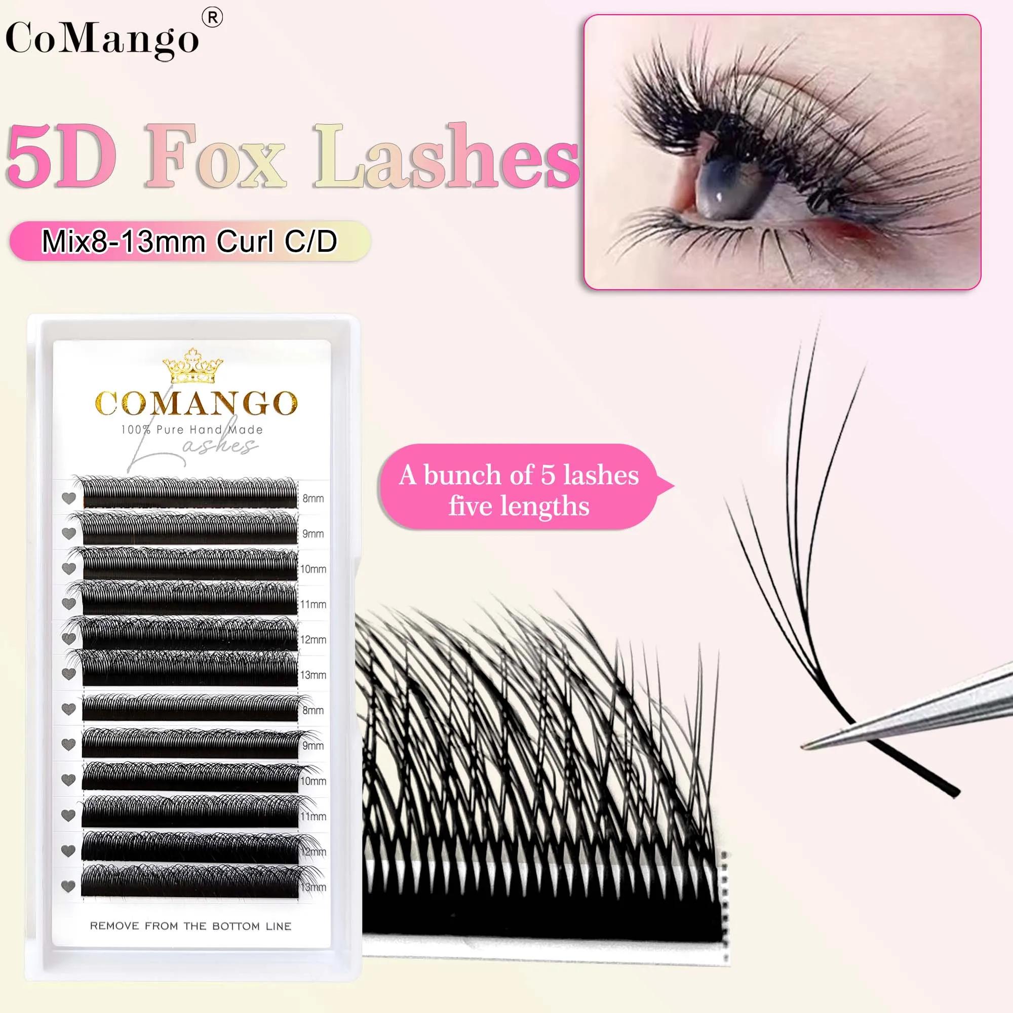 CoMango 5D fox YY shape eye lashes extension C/D curl professional black fox eye style lash high qua