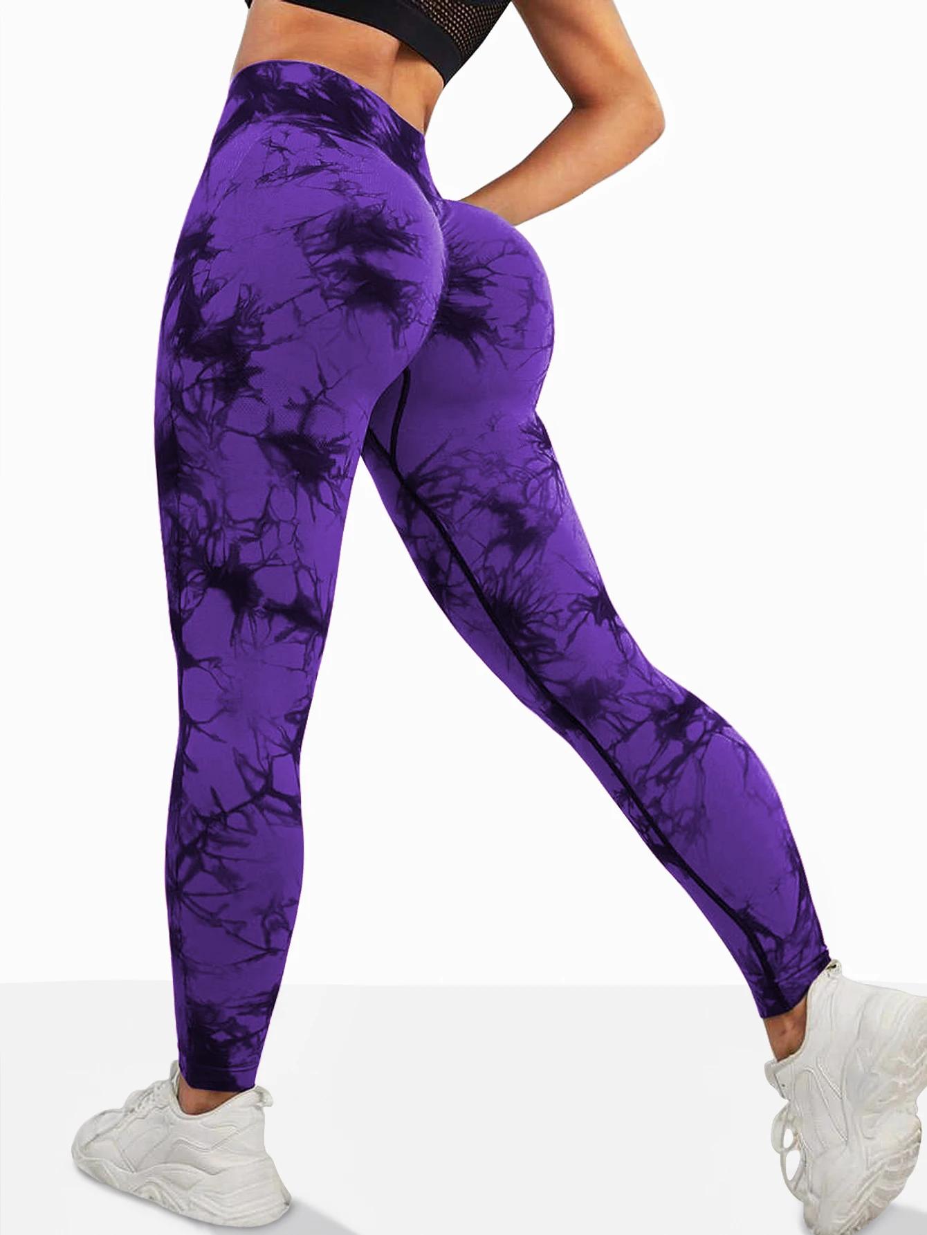 Pantalon de Yoga taille haute sans couture pour femmes, teinture par nouage, contrôle du ventre, ban