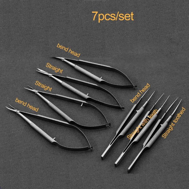 12,5 cm, acier inoxydable, instrument, ensemble, pince, aiguille, support, ciseaux, ophtalmique, ins
