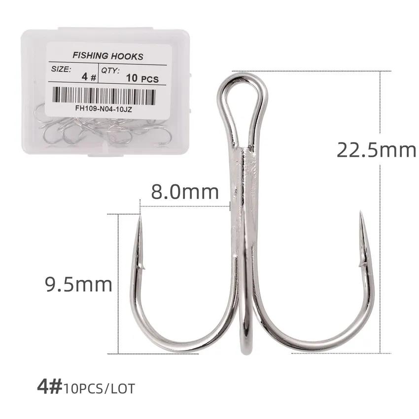 Hameçons triples de pêche aiguisés blancs, matériel de pêche au poisson, outils et accessoires, 10 p