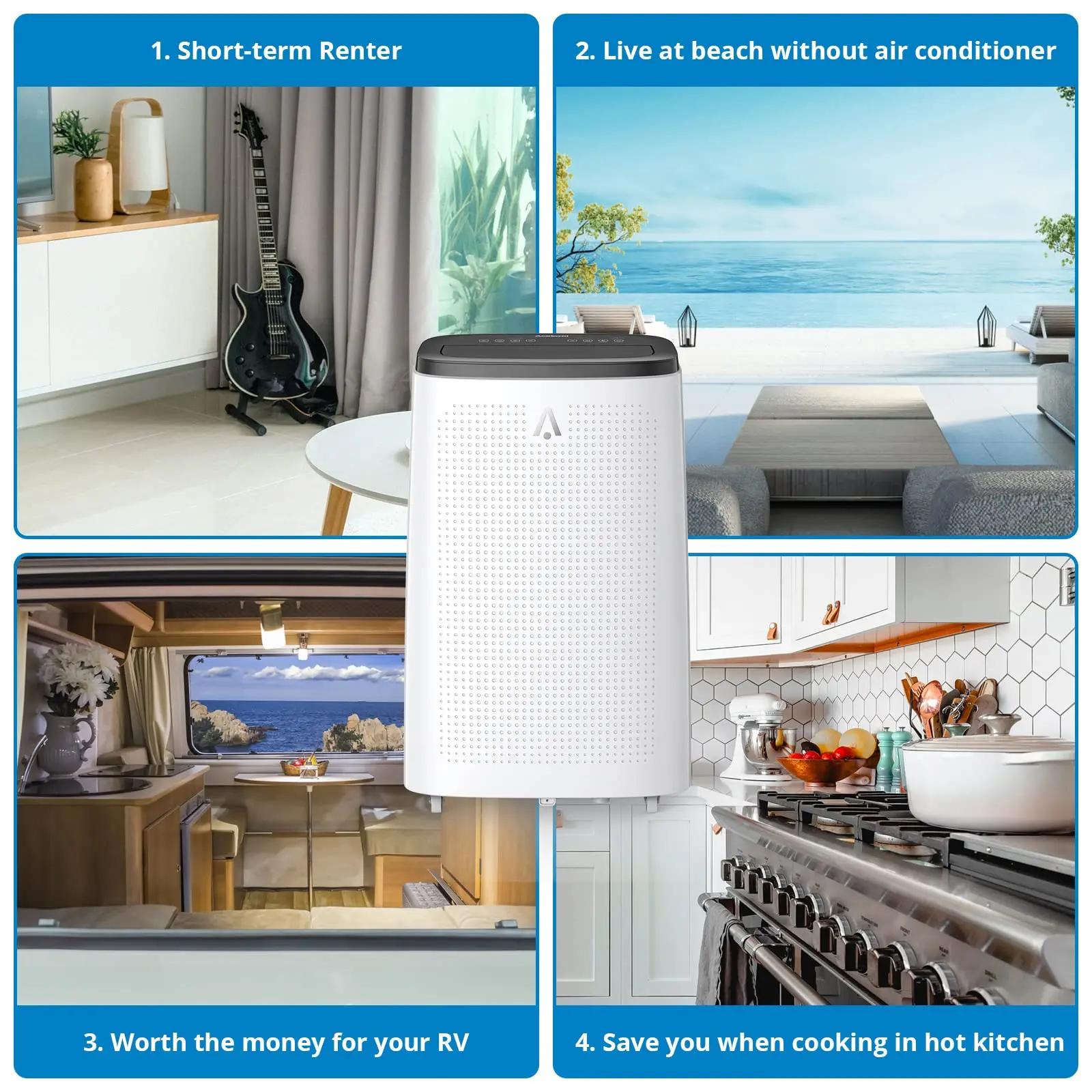 Climatiseur portable avec télécommande, 14 000BTU (RAE prédit), DeAquarelle, Ventilateur avec téléco