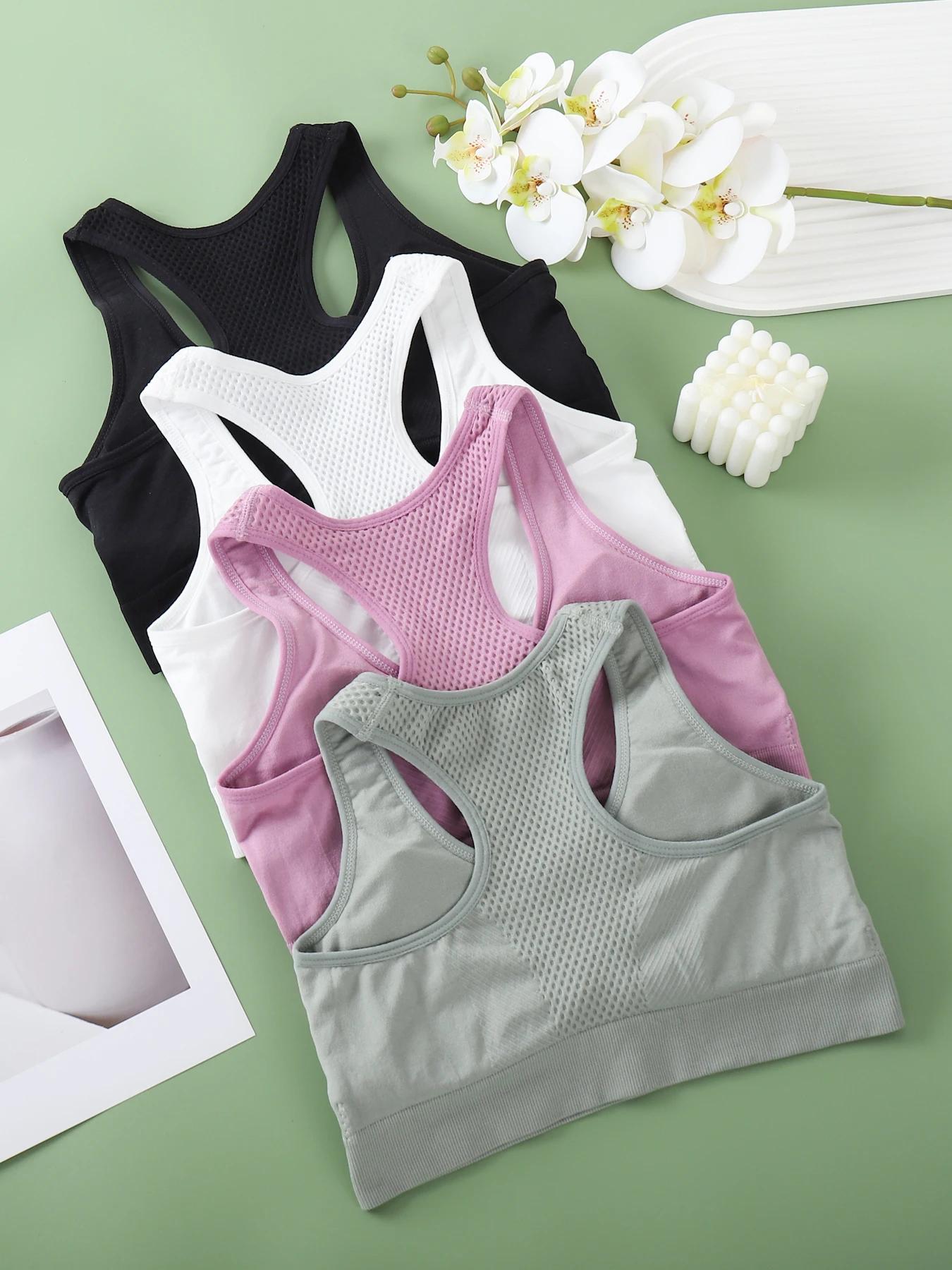 1 pièce - Soutien-gorge de sport sans couture pour femme - Design uni et simple - Doux pour la peau 
