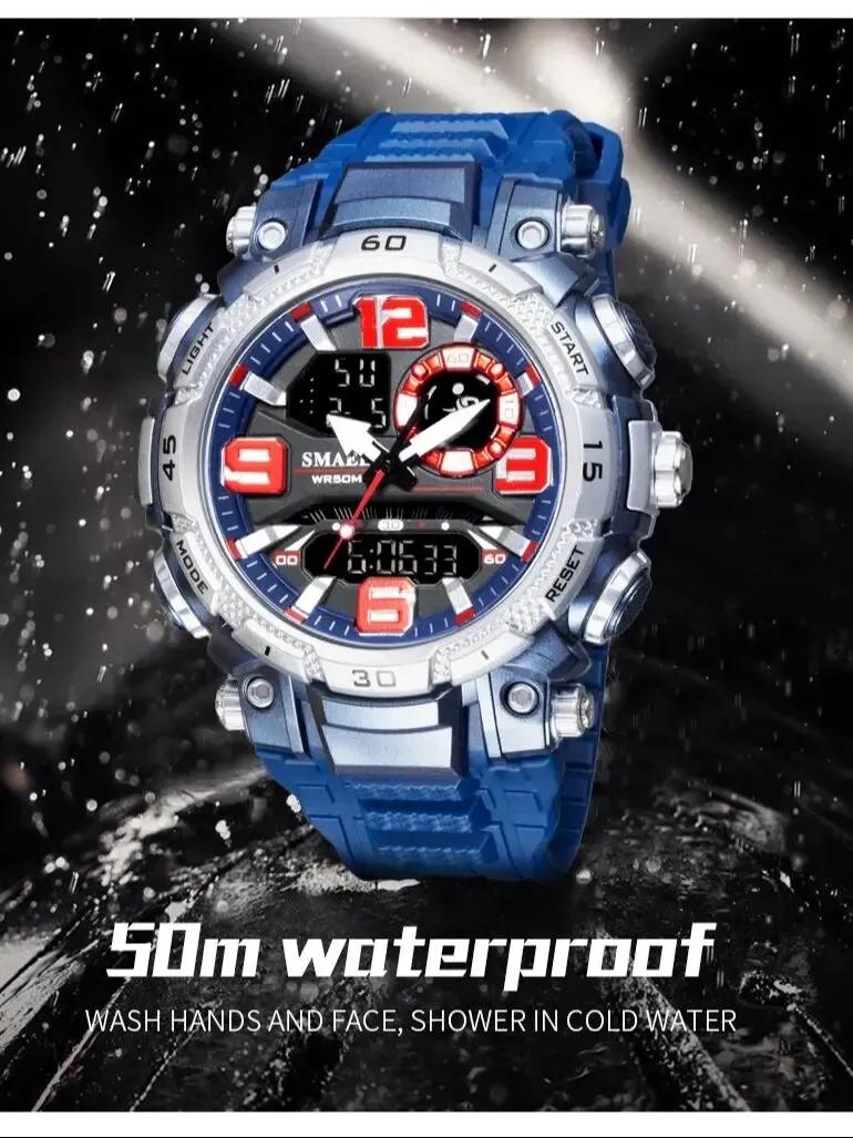 SMAEL-Montre à quartz étanche pour homme, chronomètre, montres LED, horloge masculine, montres de sp