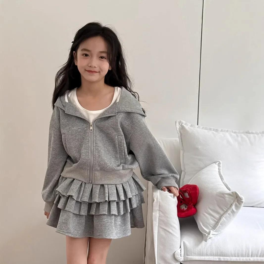 Ensemble de jupe bouffante A-Line Cake pour bébé fille, sweat à capuche avec chapeau à fermeture écl