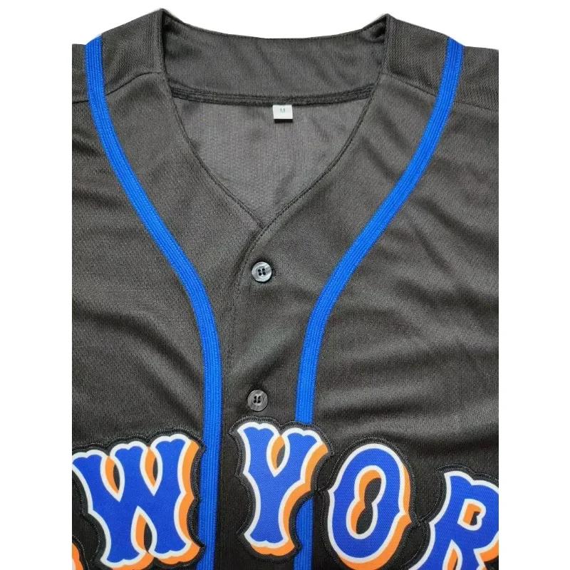 Maillot de baseball brodé à col en V pour hommes de New York, chemise de baseball respirante à manch
