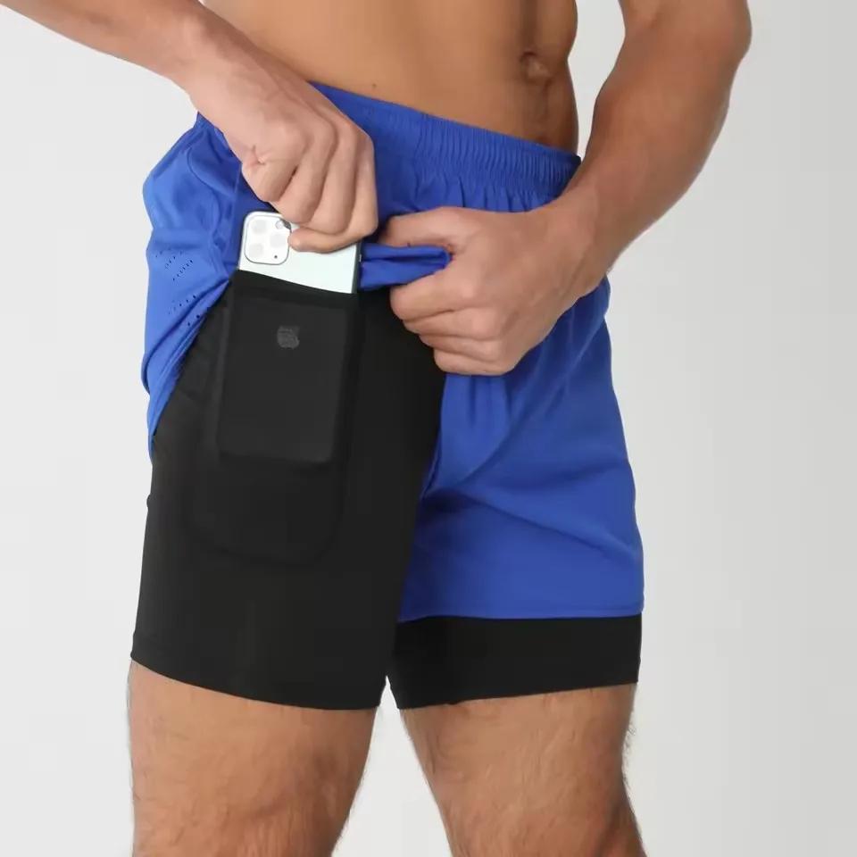 Nouveaux shorts de course double couche pour hommes shorts de fitness 2 en 1 à séchage rapide shorts