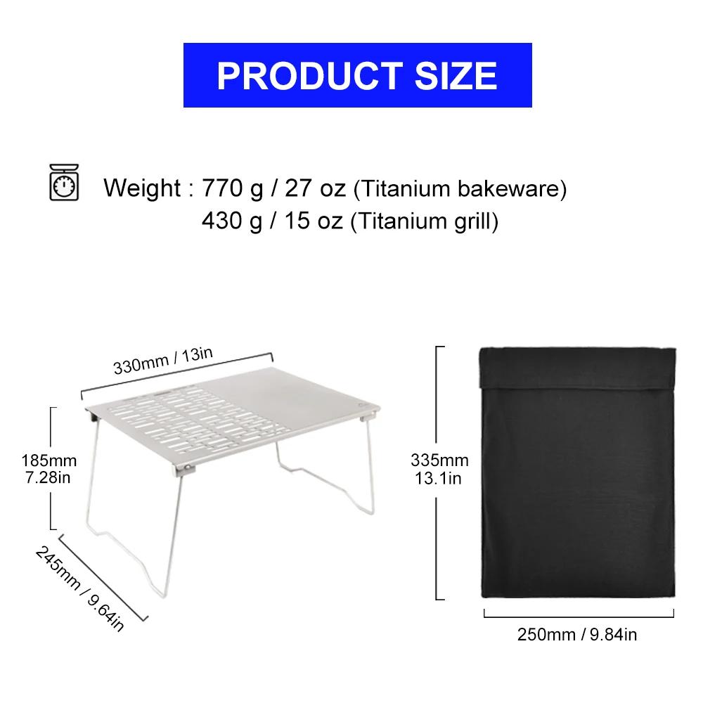 Widesea – filet de Barbecue au charbon de bois en titane, avec pieds pliants, pour Camping, plage, p
