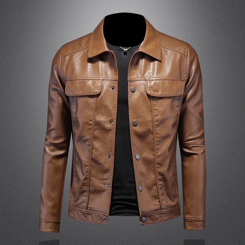 2024 Automne et Hiver Nouveau Hommes De Mode Beau avec Solide document Boutique Revers Moto Manteau 
