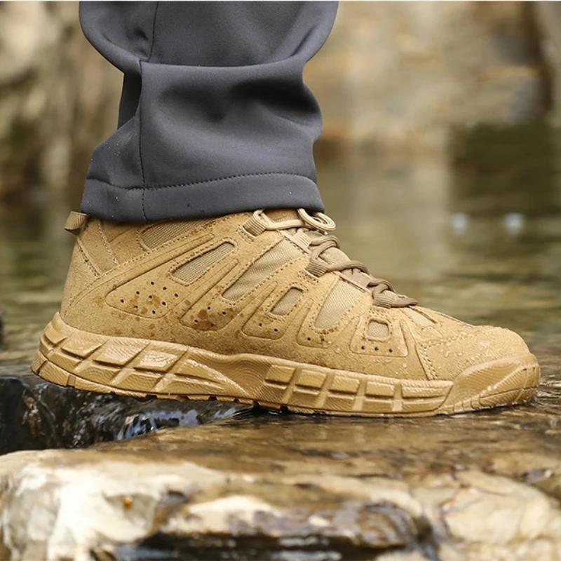 Bottes militaires homme DulOutdoor - Chaussures d'entraînement légères absorbant les chocs pour randonnée