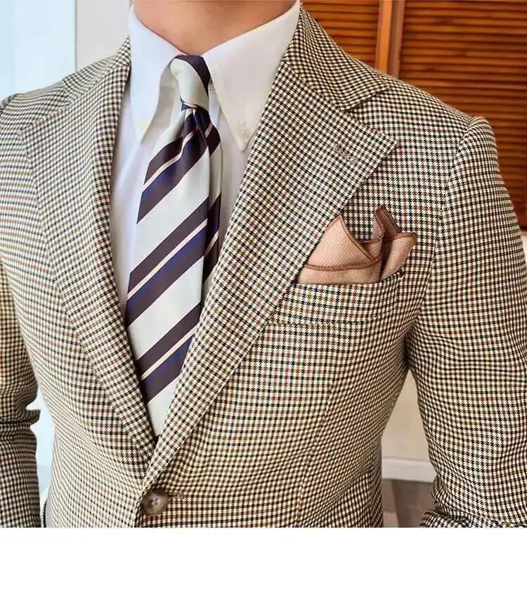 Homme britannique Blazer Hombre 2021 automne mode treillis hommes veste coréenne Slim Fit Blazer Hom