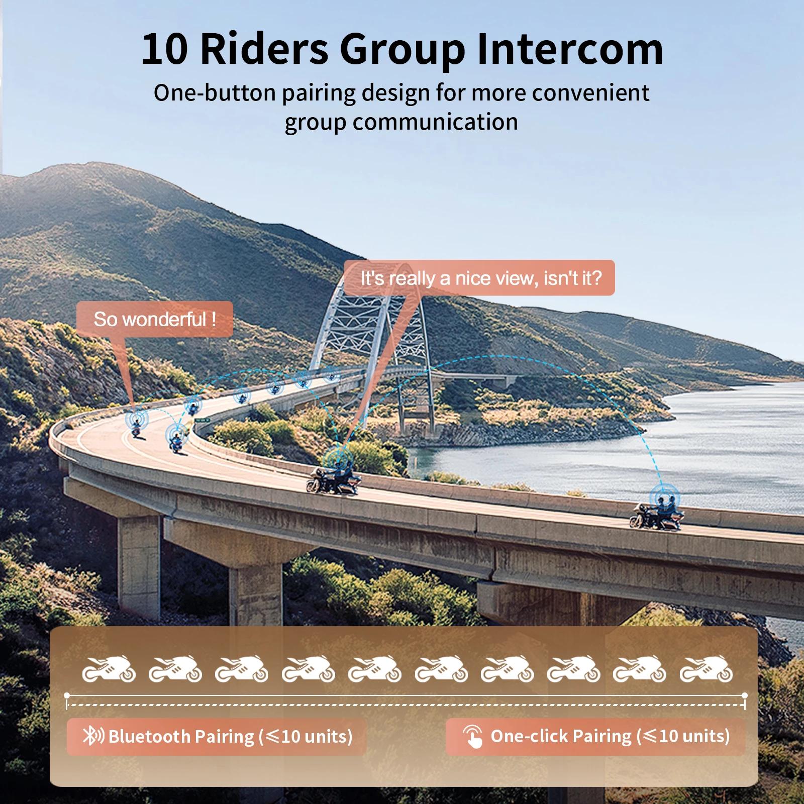 Intercom moto Fodsports FX8 Pro, casque Bluetooth, 10 motards, double puce, compatible avec l'applic
