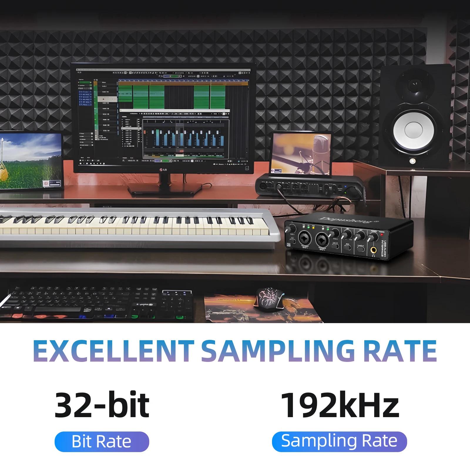 Interface Audio Depusheng MD22 carte son professionnelle avec surveillance guitare électrique enregi