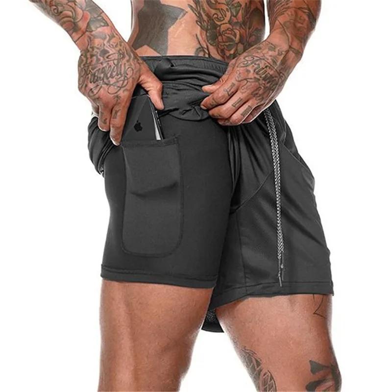 Short de course serré extensible pour hommes, Short de sport 2 en 1, bas d'entraînement, Fitness, Jo