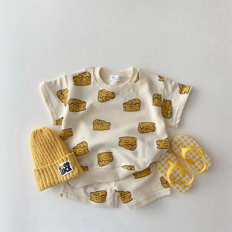 TZ21005-Ensemble de vêtements d'été pour enfants, t-shirt + short pour nouveau-né, ensemble de joggi