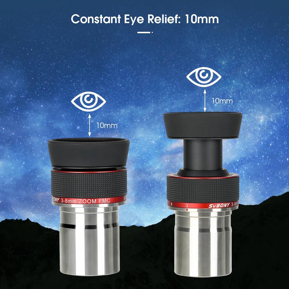 Svbony Oculaire zoom Svbony SV215, 1,25 pouce 3-8 mm, avec conception parfocale, accessoire pour tél