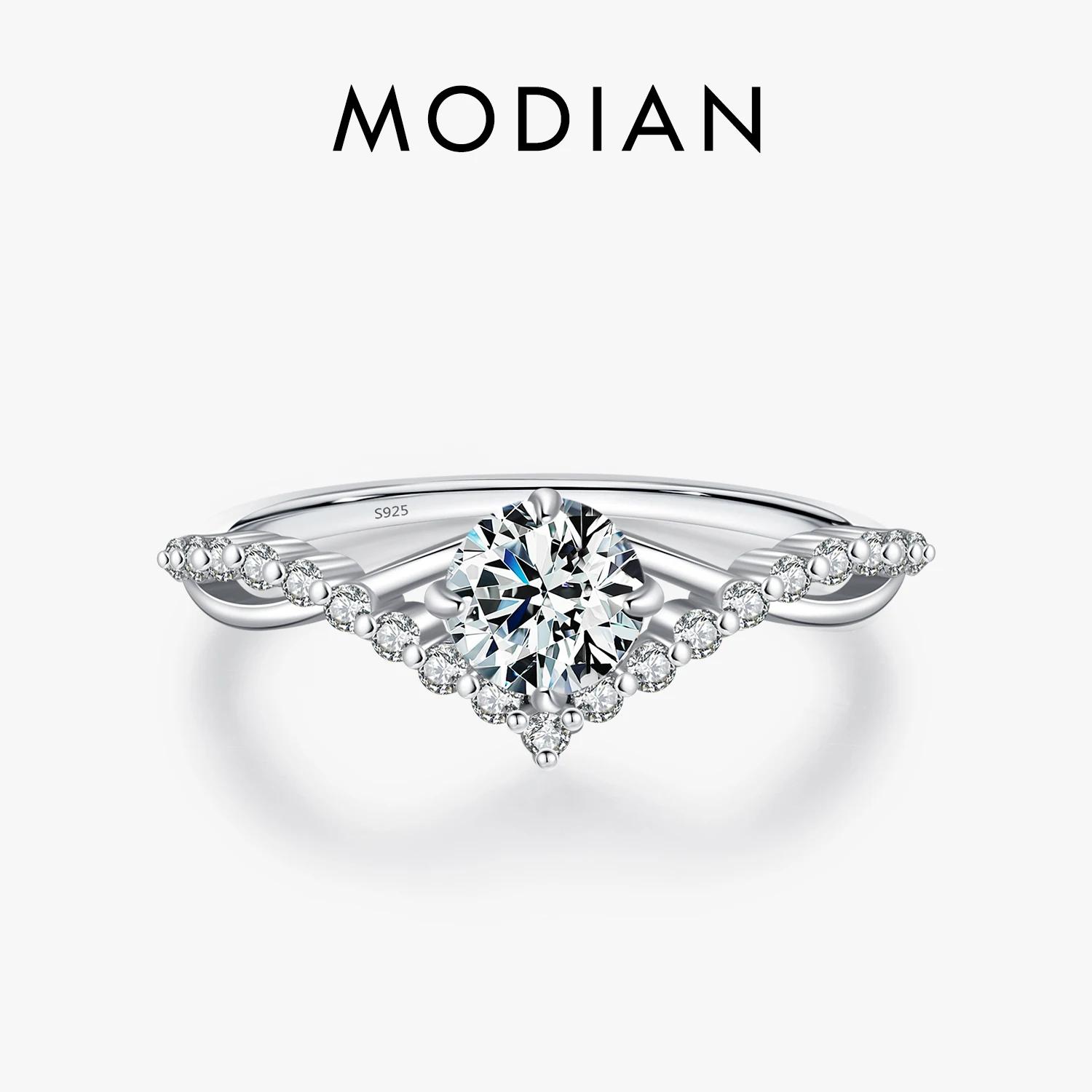 MODIAN couronne D couleur Moissanite bague délicate laboratoire diamant bague 925 en argent Sterling