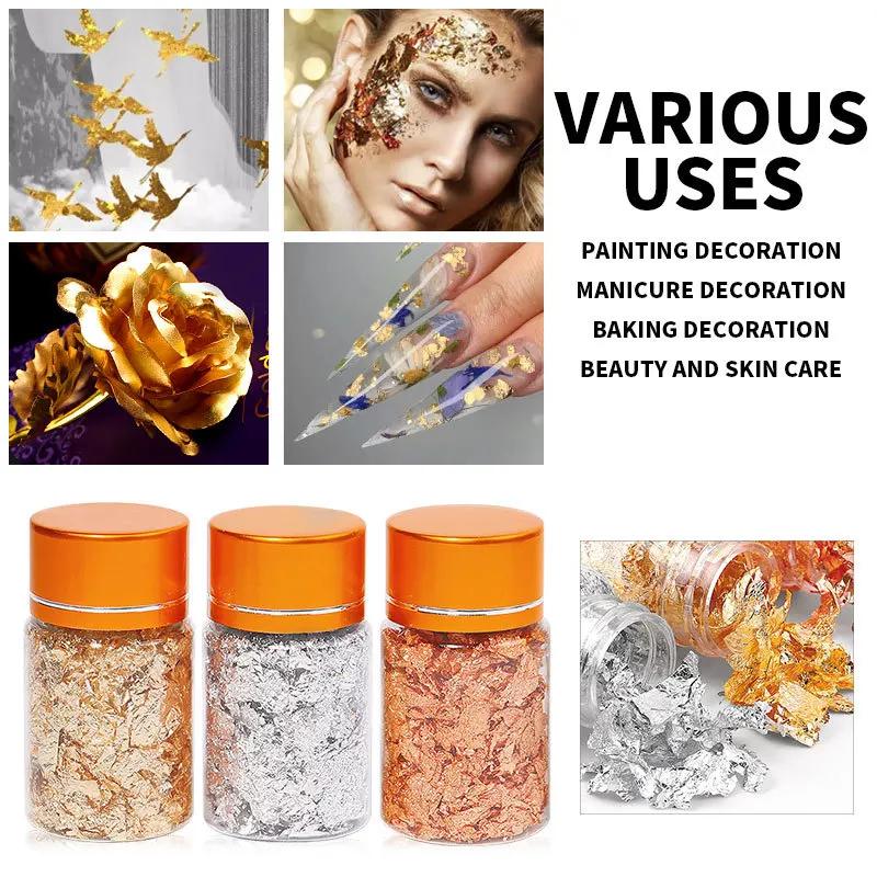 1 boîte de papier feuille d'or flocons pour Nail Art, paillettes, résine époxy, remplissage, feuille